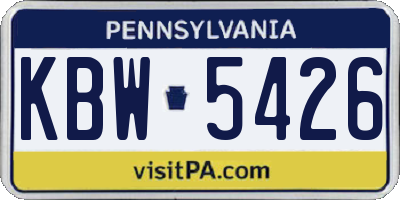 PA license plate KBW5426