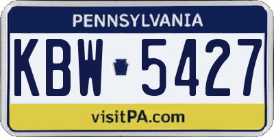 PA license plate KBW5427