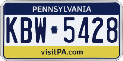 PA license plate KBW5428