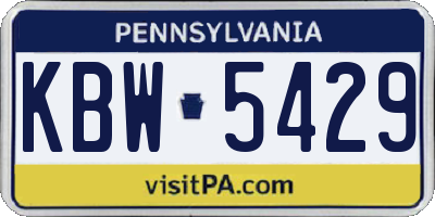 PA license plate KBW5429