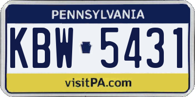 PA license plate KBW5431