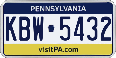 PA license plate KBW5432
