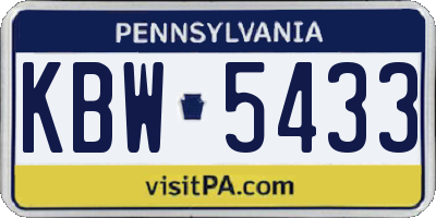 PA license plate KBW5433