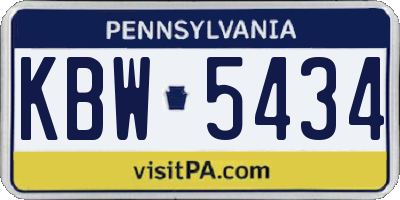 PA license plate KBW5434
