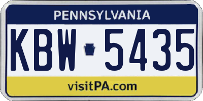 PA license plate KBW5435