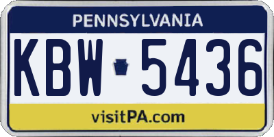 PA license plate KBW5436