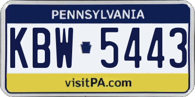 PA license plate KBW5443