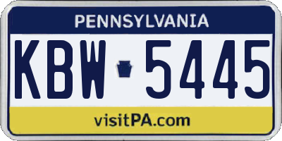 PA license plate KBW5445