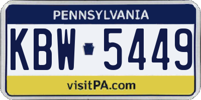 PA license plate KBW5449