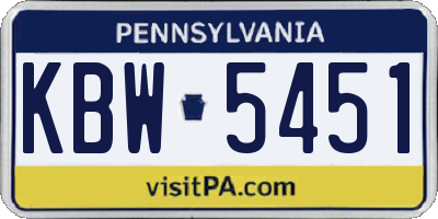 PA license plate KBW5451