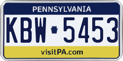 PA license plate KBW5453