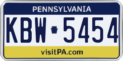 PA license plate KBW5454