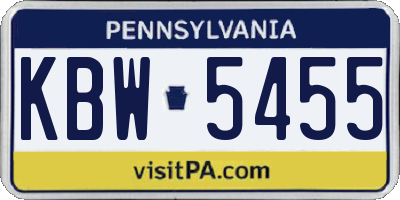PA license plate KBW5455