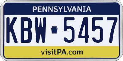 PA license plate KBW5457