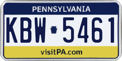 PA license plate KBW5461