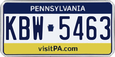 PA license plate KBW5463