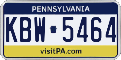 PA license plate KBW5464