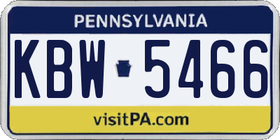 PA license plate KBW5466