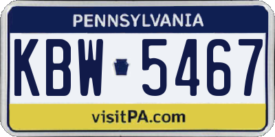PA license plate KBW5467