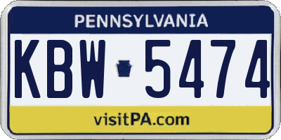 PA license plate KBW5474
