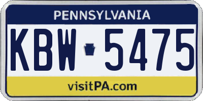PA license plate KBW5475