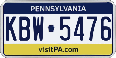 PA license plate KBW5476