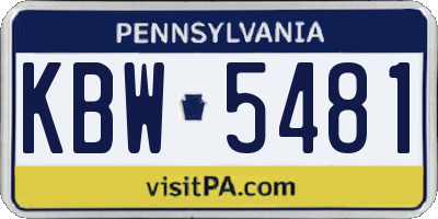 PA license plate KBW5481