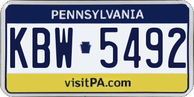 PA license plate KBW5492