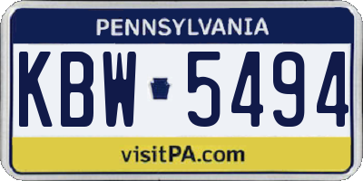 PA license plate KBW5494