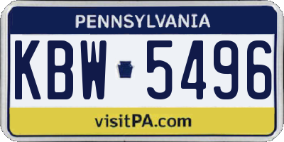 PA license plate KBW5496