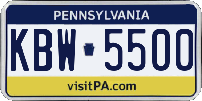 PA license plate KBW5500