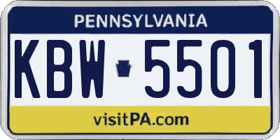 PA license plate KBW5501