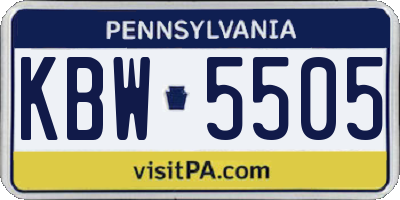 PA license plate KBW5505