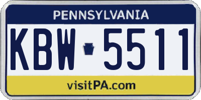 PA license plate KBW5511