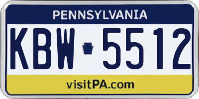 PA license plate KBW5512