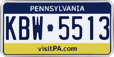 PA license plate KBW5513