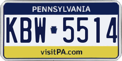 PA license plate KBW5514