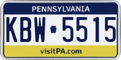 PA license plate KBW5515
