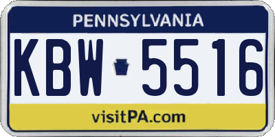 PA license plate KBW5516