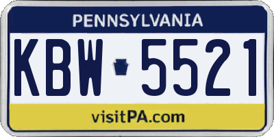PA license plate KBW5521