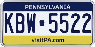 PA license plate KBW5522