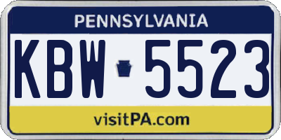 PA license plate KBW5523