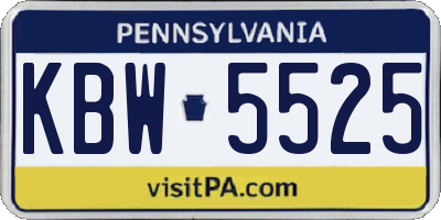 PA license plate KBW5525