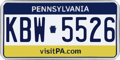 PA license plate KBW5526