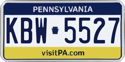 PA license plate KBW5527