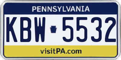 PA license plate KBW5532
