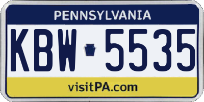 PA license plate KBW5535