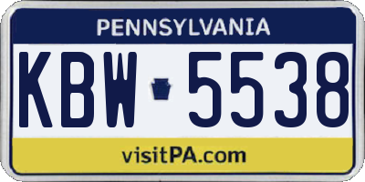PA license plate KBW5538