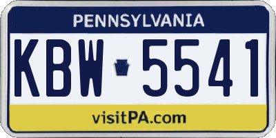 PA license plate KBW5541