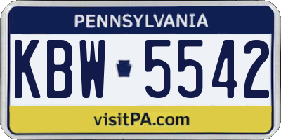 PA license plate KBW5542